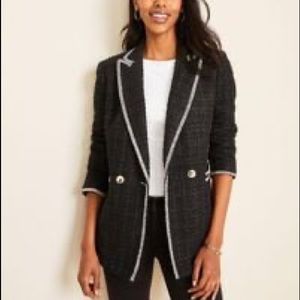 Ann Taylor Tweed Pocket Black Jacket Blazer